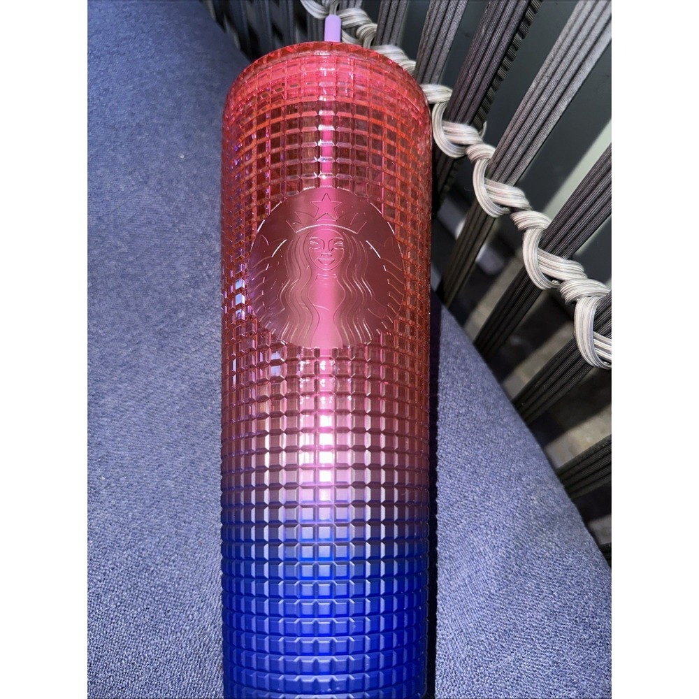 STARBUCKS 2022 Summer Ombré Grid Tumbler Venti 24oz NO STRAW